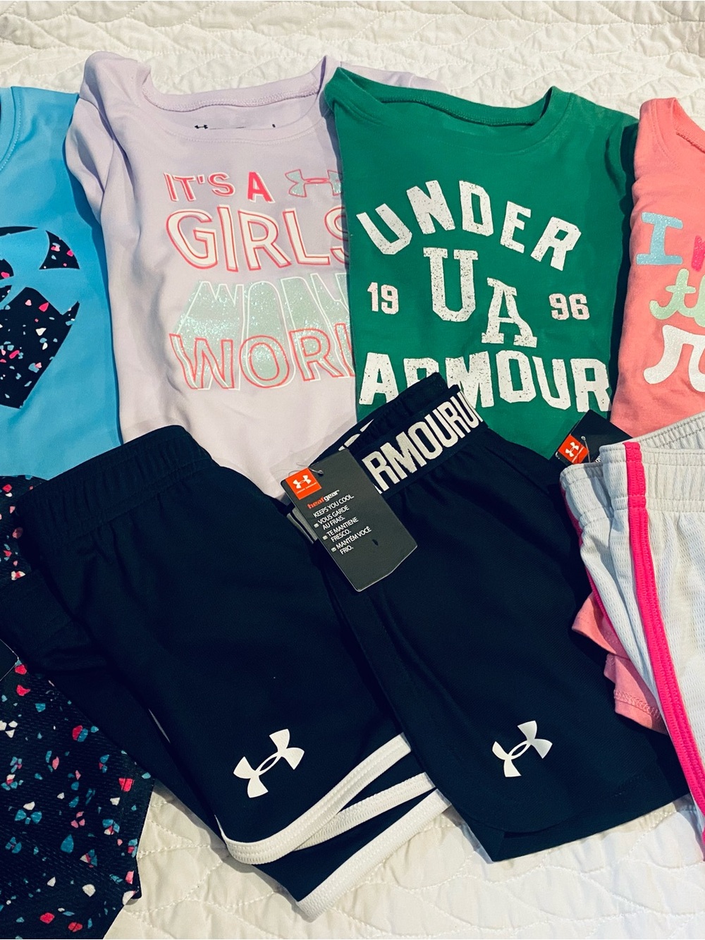Under Armour Kids One-Piece Set with Green, Black, Pink and Light Purple